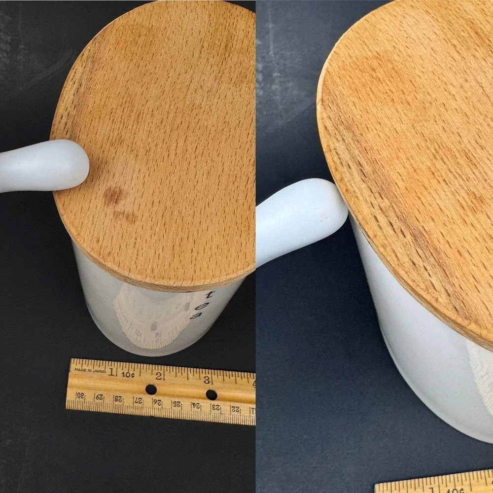 Rare Oval White Ovation Wade Ceramic Wood Lid Tea Vertical Writing Storage